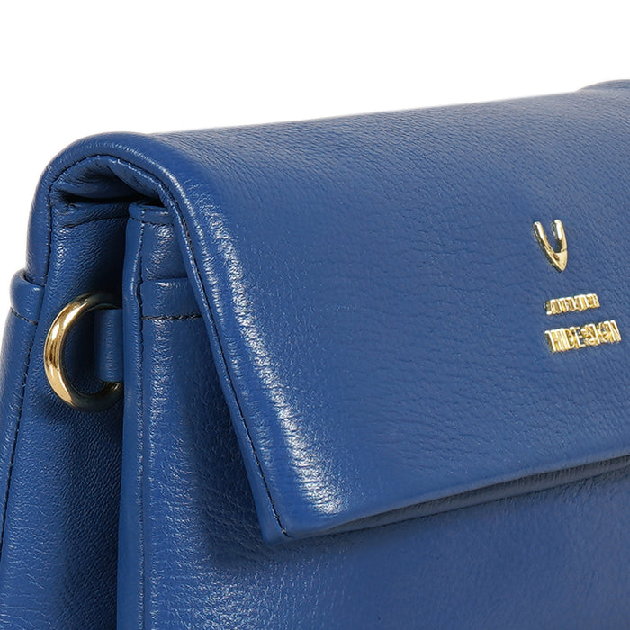 Milos-01 Blue Leather Shoulder Bag
