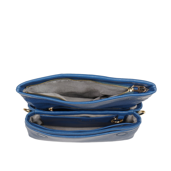 Milos-01 Blue Leather Shoulder Bag