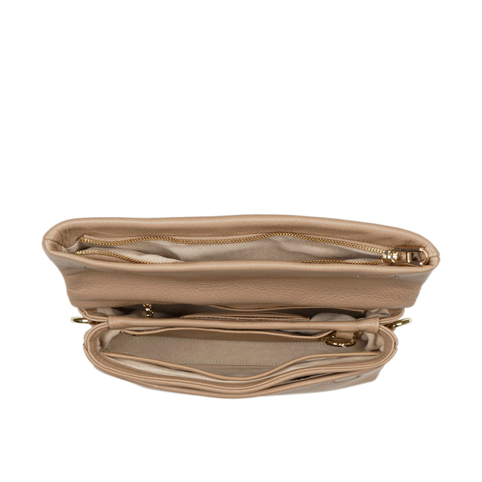 Milos-01 Nude Leather Shoulder Bag