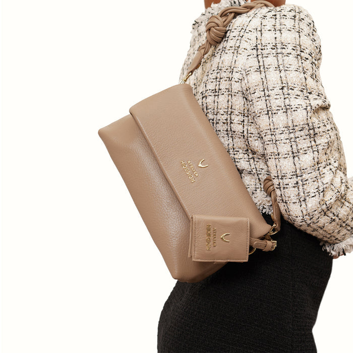 Milos-01 Nude Leather Shoulder Bag