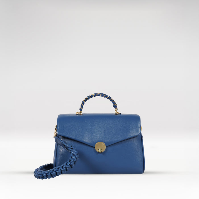 Milos-02 Blue Leather Shoulder Bag
