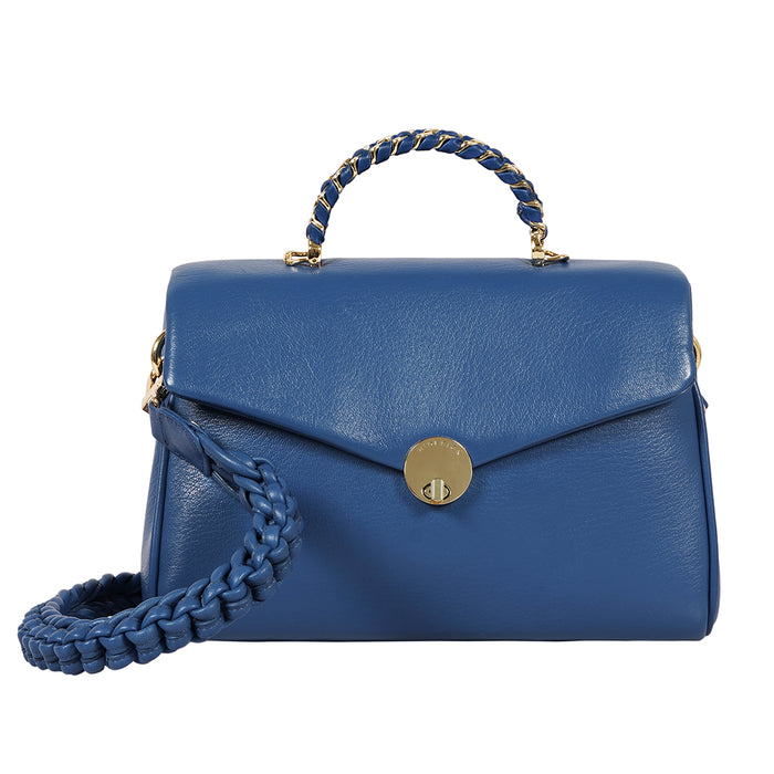 Milos-02 Blue Leather Shoulder Bag