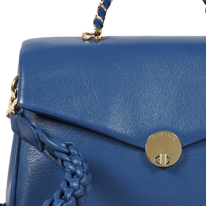 Milos-02 Blue Leather Shoulder Bag