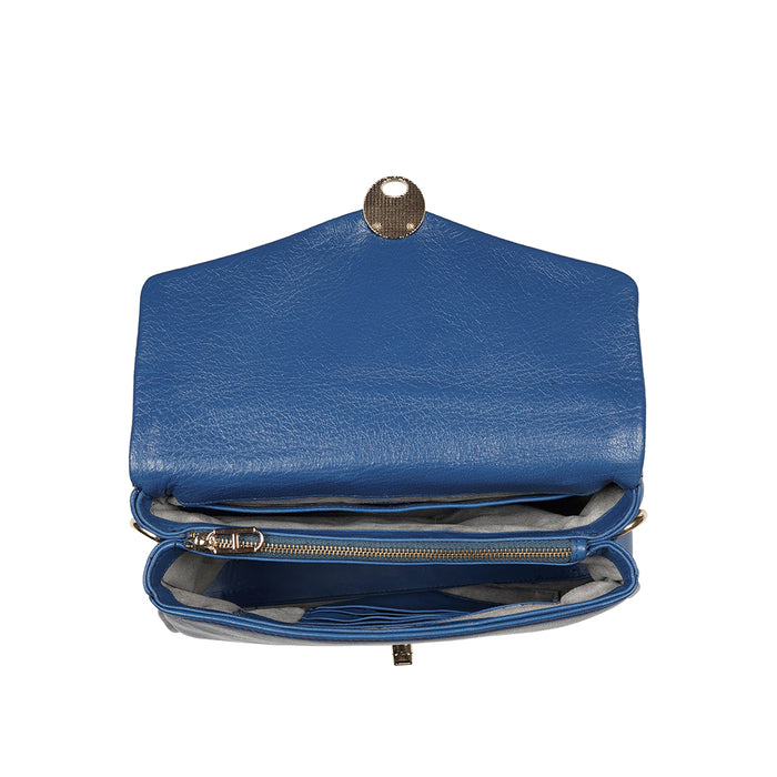 Milos-02 Blue Leather Shoulder Bag