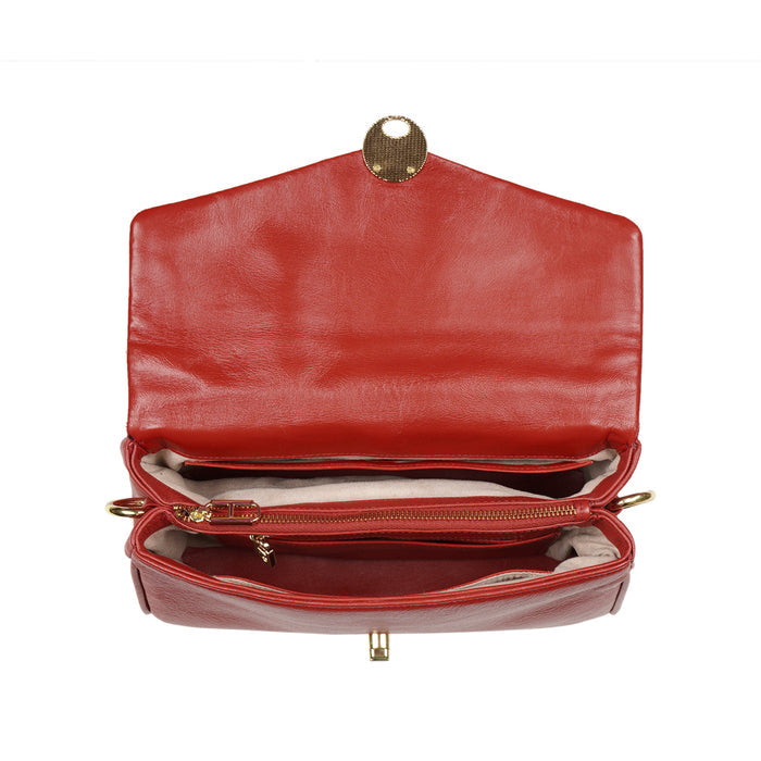 Milos-02 Red Leather Shoulder Bag