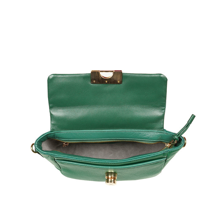 Milos-04 Green Leather Shoulder Bag