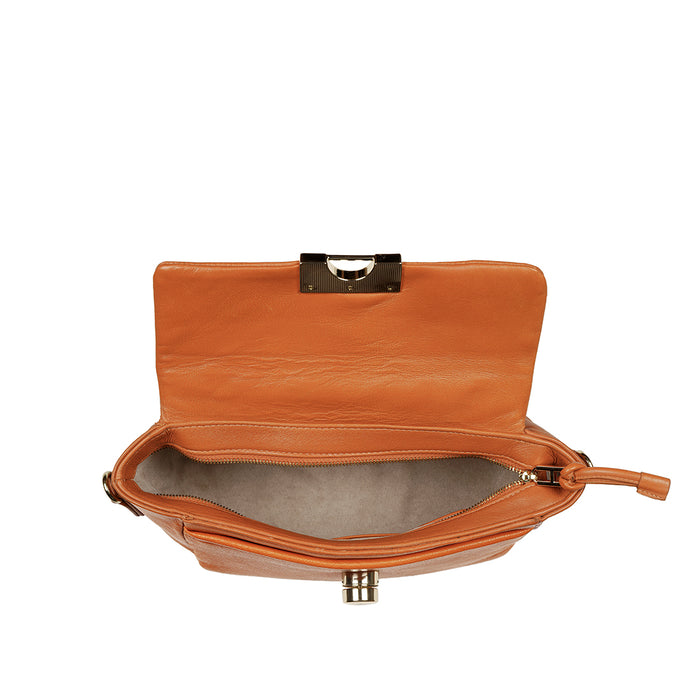 Milos-04 Orange Leather Shoulder Bag