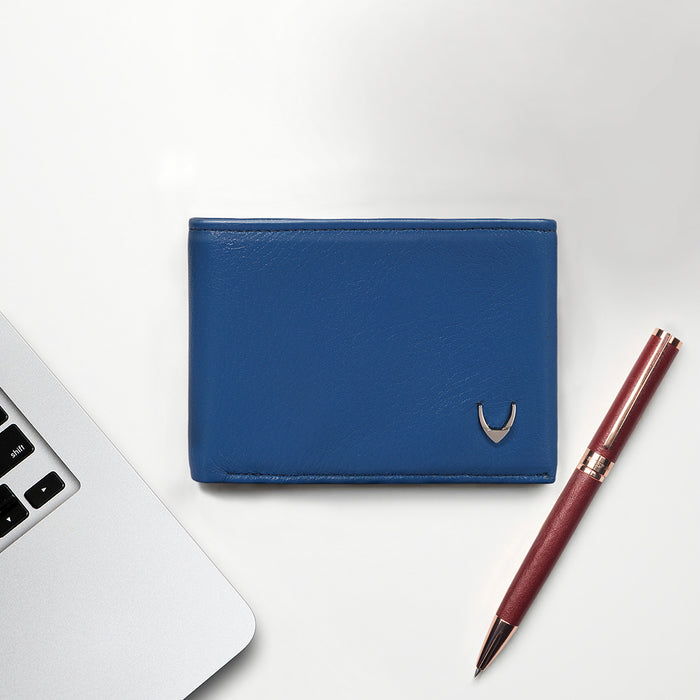 Milos W2 Blue Leather Bi-Fold Wallet
