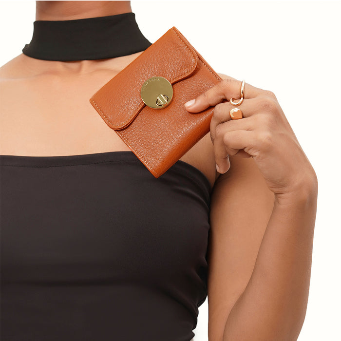 Milos W4 Orange Leather Bi-Fold Wallet
