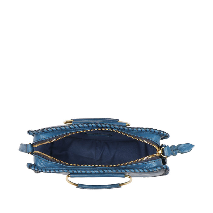 Mimosa 03 Blue Leather Satchel