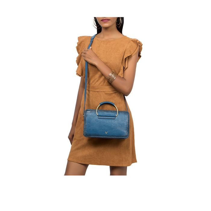 Mimosa 03 Blue Leather Satchel