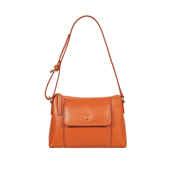 Mischa 02 Orange Leather Shoulder Bag