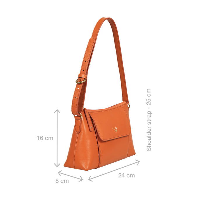Mischa 02 Orange Leather Shoulder Bag