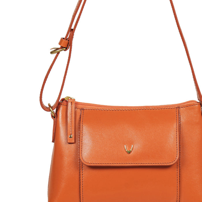 Mischa 02 Orange Leather Shoulder Bag