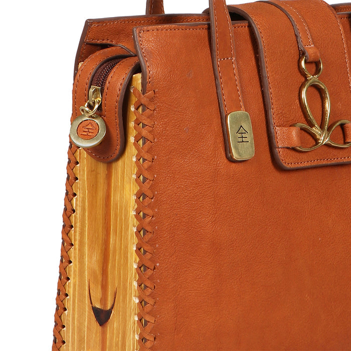 Mitzu 02 Orange Leather Tote Bag