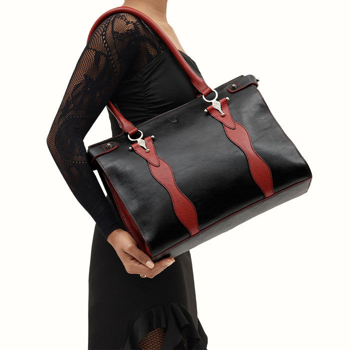 Miyu - 02 Black Leather Tote Bag