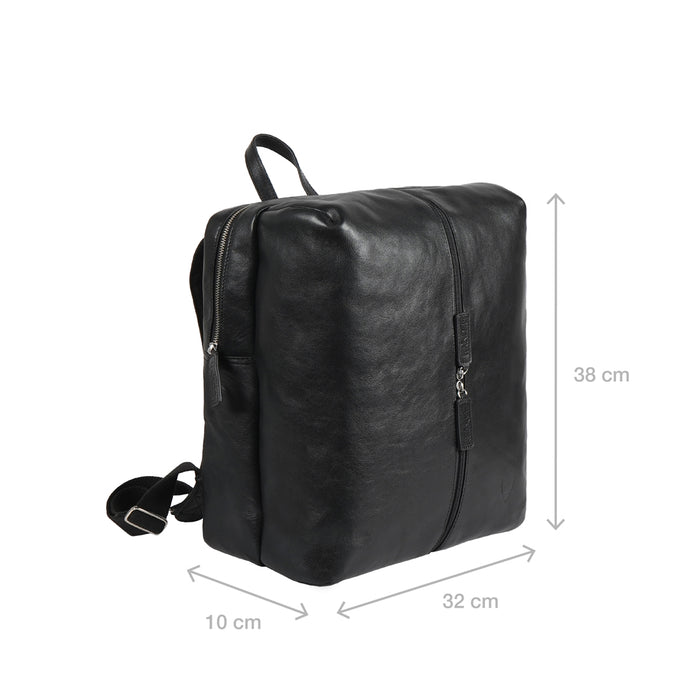 Mj 01 Black Leather  Backpack
