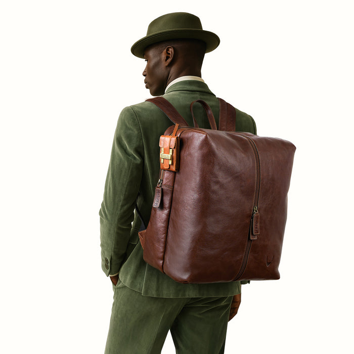 Mj 01 Tan Leather  Backpack