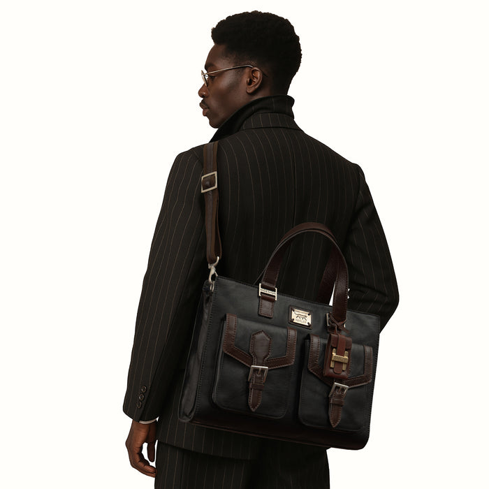 Mj 02 Black Leather  Briefcase