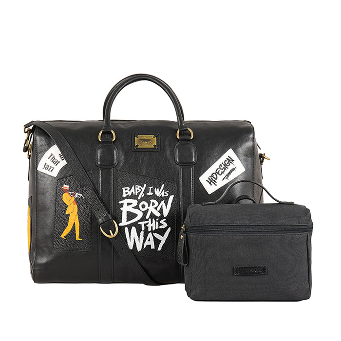 Mj 03 Black Leather Duffle Bag