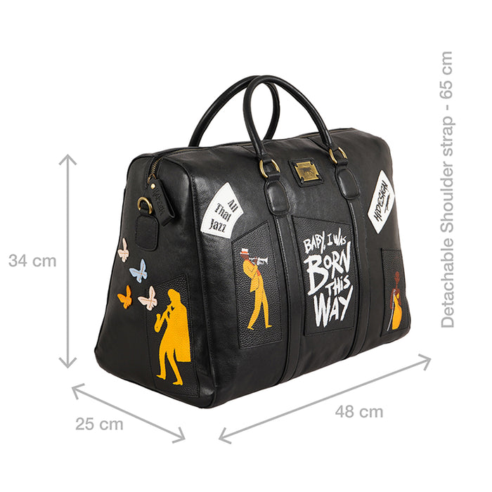 Mj 03 Black Leather Duffle Bag