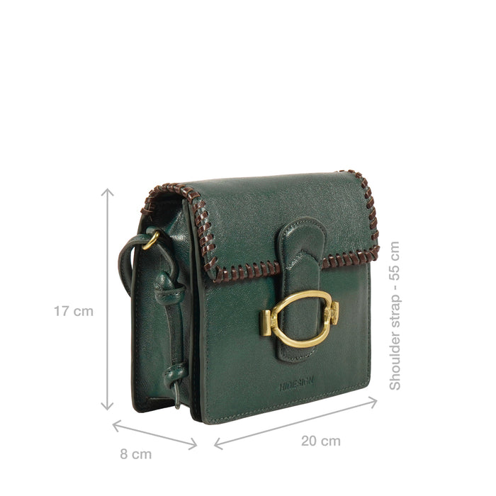 Moon 01 Green Leather Sling Bag