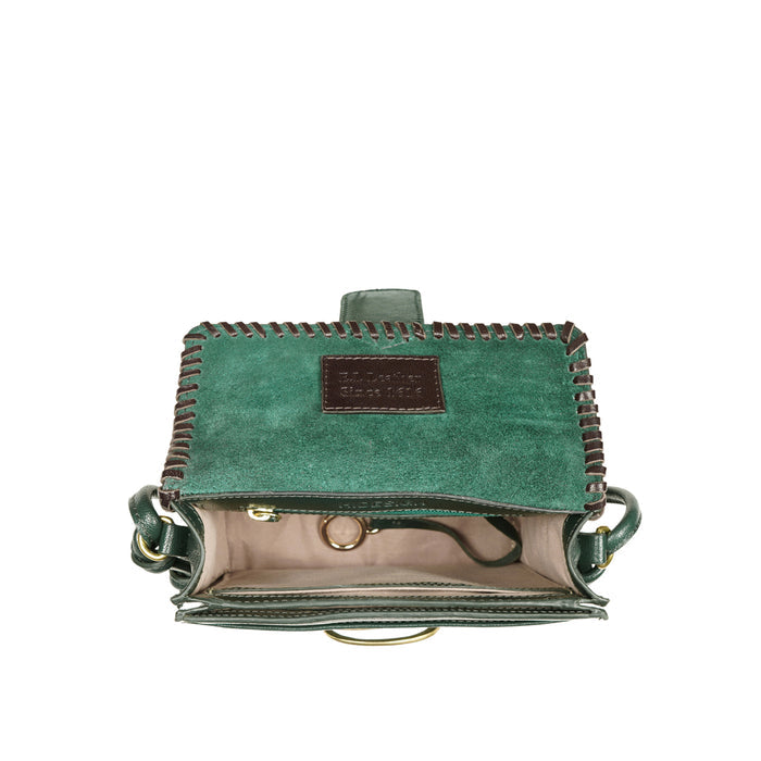 Moon 01 Green Leather Sling Bag