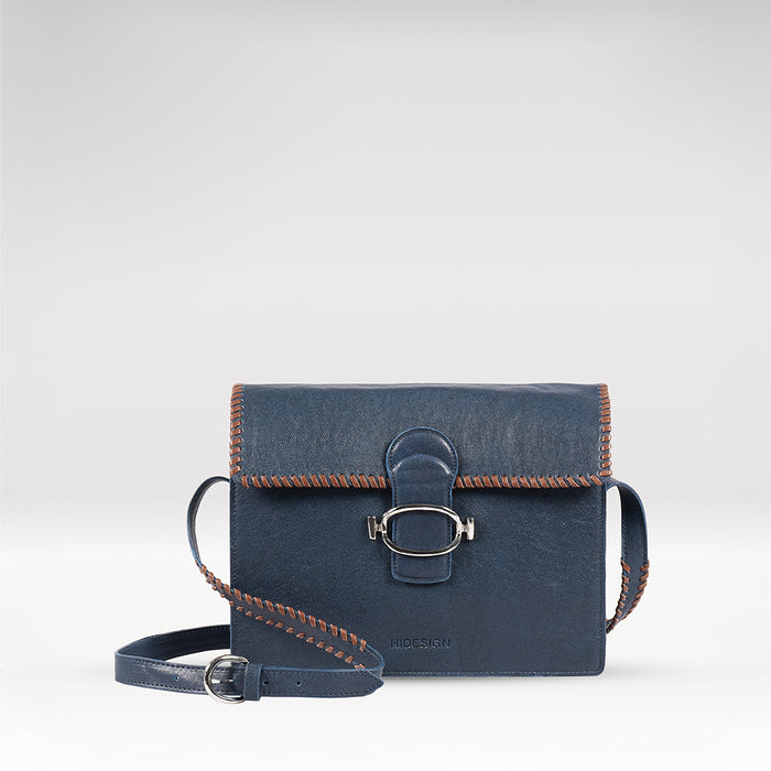 Moon 02 Blue Leather Crossbody