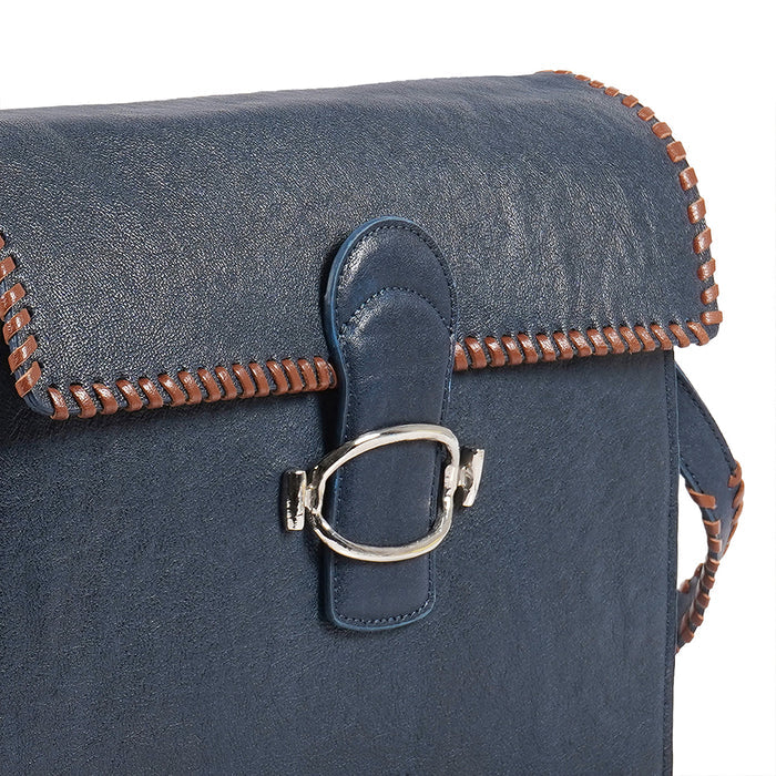 Moon 02 Blue Leather Crossbody