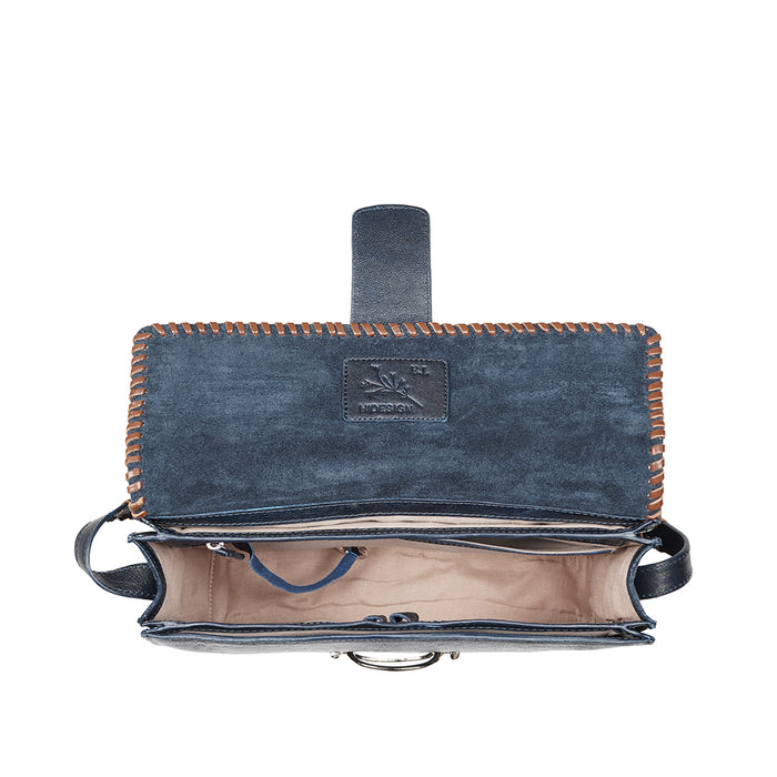 Moon 02 Blue Leather Crossbody