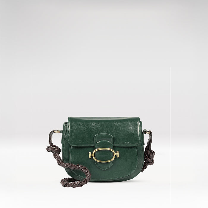 Moon 03 Green Leather Shoulder Bag