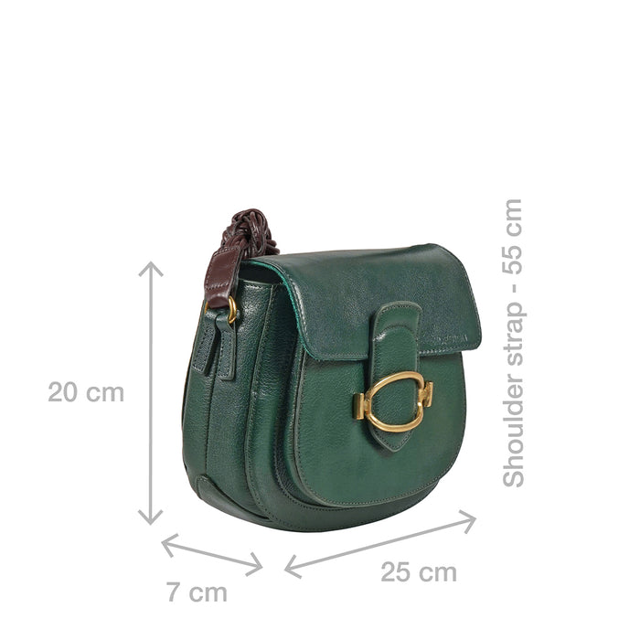 Moon 03 Green Leather Shoulder Bag