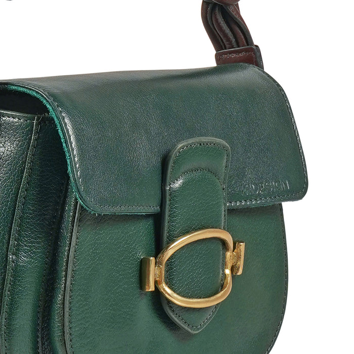 Moon 03 Green Leather Shoulder Bag