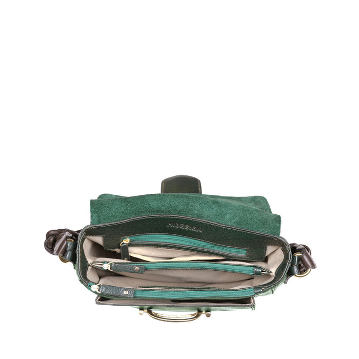 Moon 03 Green Leather Shoulder Bag