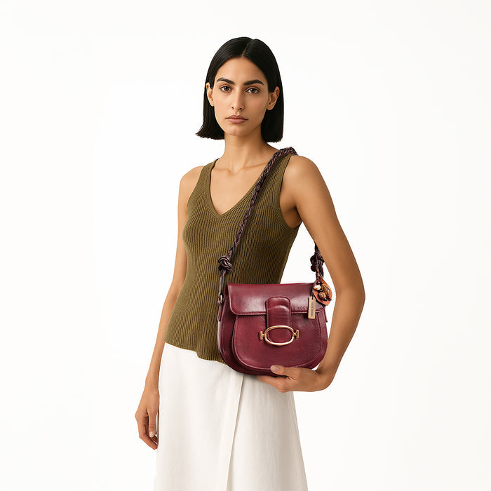 Moon 03 Red Leather Shoulder Bag