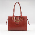 Moon 04 Red Leather Tote Bag