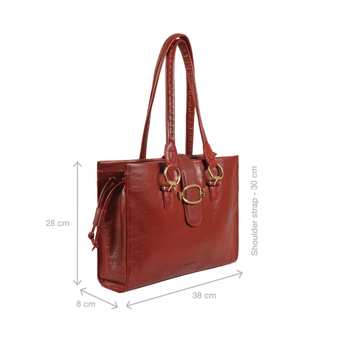 Moon 04 Red Leather Tote Bag