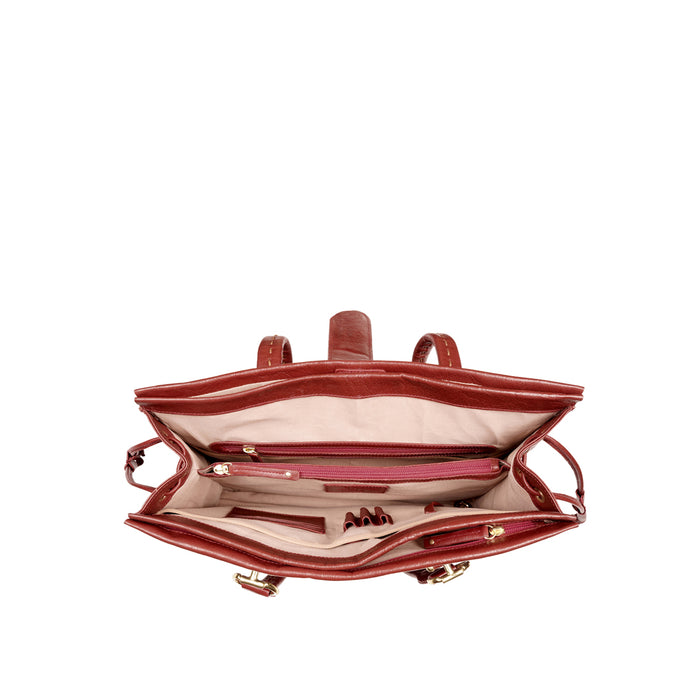 Moon 04 Red Leather Tote Bag