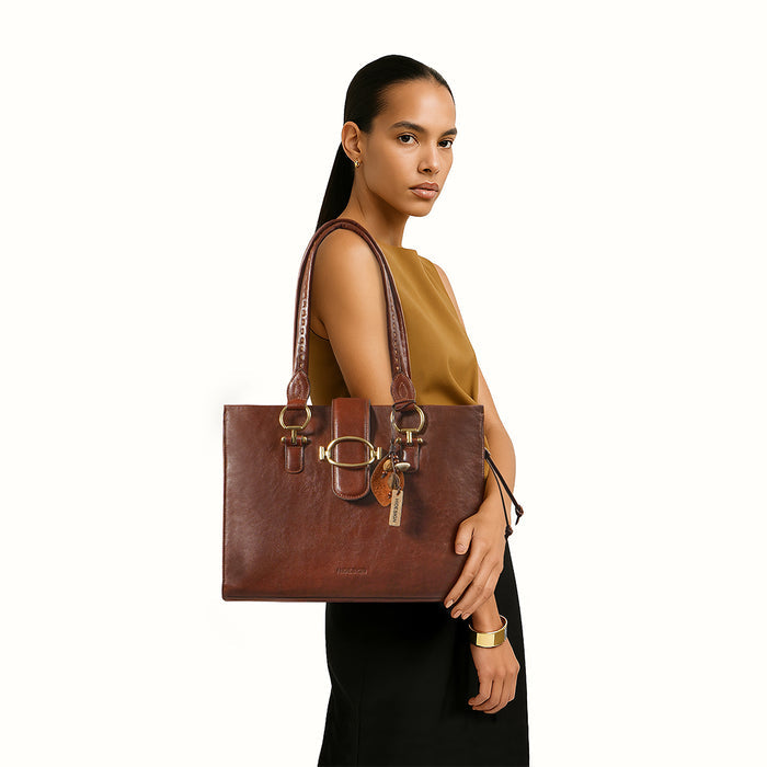 Moon 04 Tan Leather Tote Bag