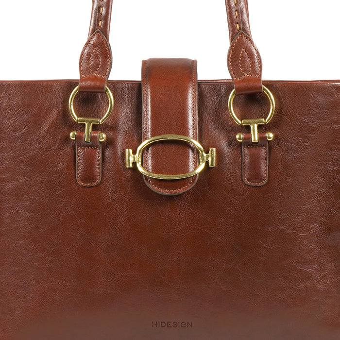 Moon 04 Tan Leather Tote Bag
