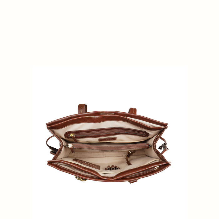 Moon 04 Tan Leather Tote Bag