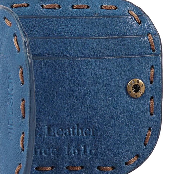 Moon W1 Blue Leather Bi-Fold Wallet