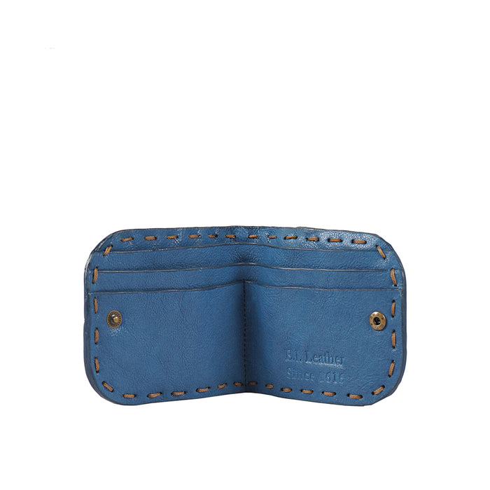 Moon W1 Blue Leather Bi-Fold Wallet