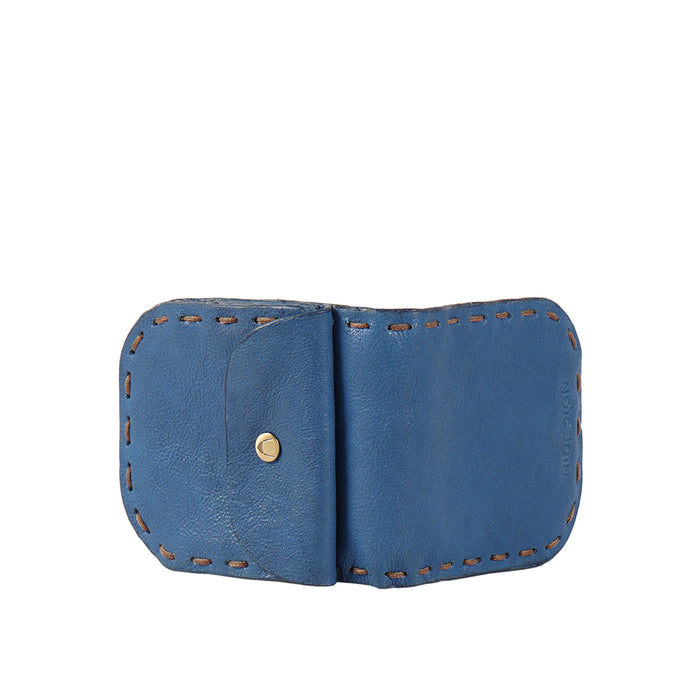Moon W1 Blue Leather Bi-Fold Wallet