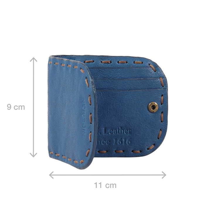 Moon W1 Blue Leather Bi-Fold Wallet