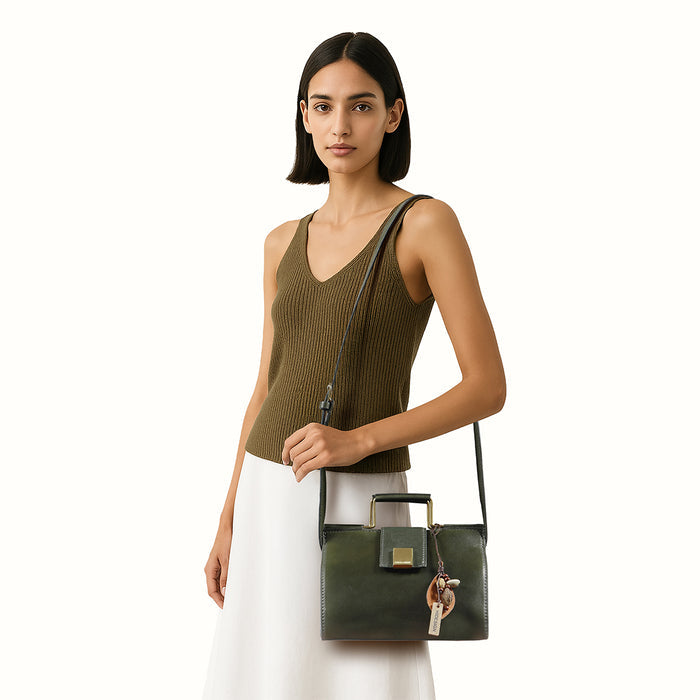 Mosaic 01 Green Leather Sling Bag