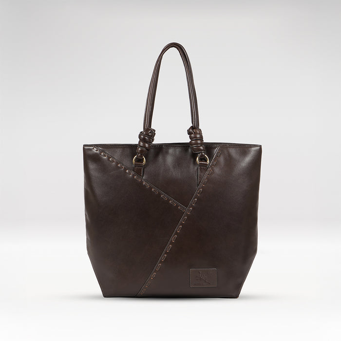 Mosaic 02 Brown Leather Tote Bag