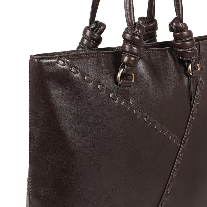 Mosaic 02 Brown Leather Tote Bag