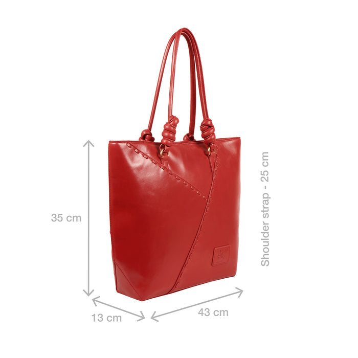 Mosaic 02 Red Leather Tote Bag