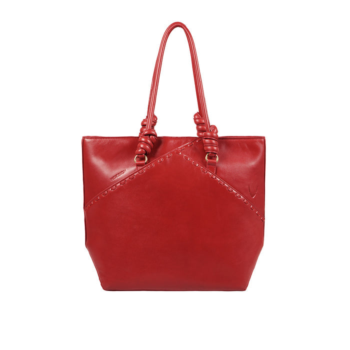 Mosaic 02 Red Leather Tote Bag